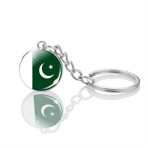 Custom Pakistan Flag Keychain Logo Printed Metal Flag Keychain Key Label for Hiking and Travel Decoration