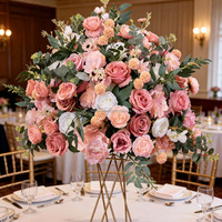 Boules de fleurs en soie rose pour centres de table, boules de fleurs rondes pour décorations de table