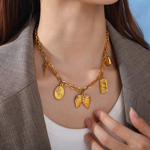 Colgantes de acero inoxidable chapados en oro de 18 quilates con formas mixtas estilo retro oceánico europeo-americano para la fabricación de collares - Product Image 4