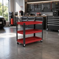 Chariot à outils en métal à 3 niveaux, chariot utilitaire roulant en acier, fabrication chinoise directe, couleur personnalisée pour usage professionnel en garage