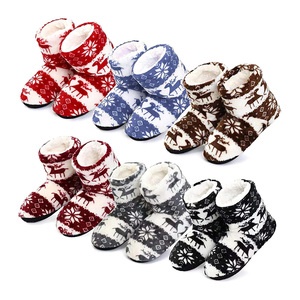 Sepatu bot dalam ruangan, Sandal kaus kaki bulu karang dengan pegangan, SEPATU lembut Serpihan salju rusa untuk musim dingin - Product Image 2