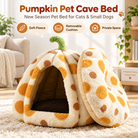 Lit pour chat en forme de citrouille, confortable et moelleux, avec coussin amovible, pour l'hiver, pour chats d'intérieur