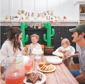 Guirlandes, drapeaux, spirales en feuille métallisée, centres de table, décorations, nappes pour fête d'anniversaire sur le thème du Far West, avec <span class=keywords><strong>cactus</strong></span> - Product Image 2