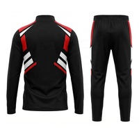 Ensemble de survêtement classique personnalisé à motif géométrique, haut zippé et pantalon de jogging, pour entraînement sportif OEM ODM