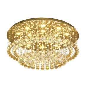 Lampadario a <span class=keywords><strong>Sfera</strong></span> a Tre Livelli con LED, Design a Spirale con Cristalli a Goccia di Pioggia - Product Image 1