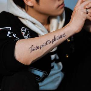 Autocollant de <span class=keywords><strong>tatouage</strong></span> en papier imperméable à l'eau, motif de phrase anglaise, jus de plantes, longue durée (15 jours), haute qualité - Product Image 4