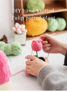 Nuevo ramo de flores de ganchillo a mano de algodón y plantas de maceta de tulipán Rosa estilo Artificial con <span class=keywords><strong>frutas</strong></span> flores de maceta de ganchillo a mano - Product Image 6