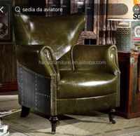Chaise pliante en cuir avec repose-pieds, style vintage, fauteuil vert