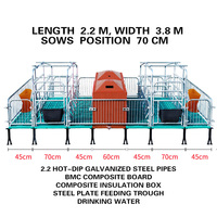 Nouvelle cage de mise bas composite avec plancher antidérapant en composite et cadre en acier galvanisé à chaud pour l'équipement d'élevage porcin