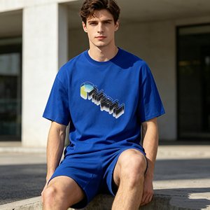 Camisetas personalizadas con logo azul para hombre, unisex, 100% algodón, talla grande, de alta calidad para hombre, unisex. - Product Image 5