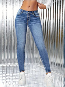 <span class=keywords><strong>Pantalones</strong></span> vaqueros ajustados elásticos <span class=keywords><strong>de</strong></span> cintura alta para mujer, casuales, lisos, <span class=keywords><strong>de</strong></span> 9 pulgadas <span class=keywords><strong>de</strong></span> largo, al <span class=keywords><strong>por</strong></span> mayor para reventa - Product Image 1