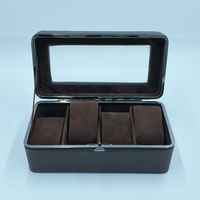 4 Slot Leather Watch Display Box Glass Top Mechanical Wristwatch Case Soft Velvet Jewelry Organizer Holder Store Protective