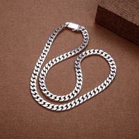 Cadena de eslabones cubanos de plata de ley 925 para hombre, 7MM 8MM, gargantilla de plata maciza pulida para hombre, joyería fina al por mayor