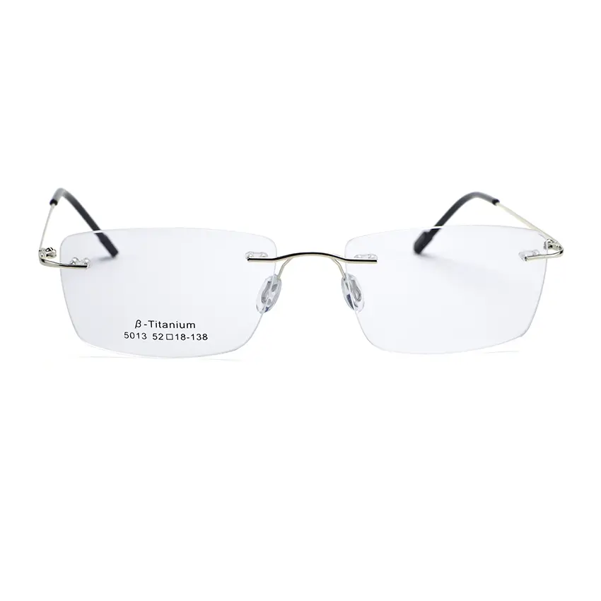 2023カスタムデザイン長方形純チタンリムレス眼鏡フレーム眼鏡用リムレスメガネフレーム