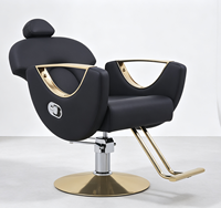 Fauteuil de Barbier Professionnel Ergonomique Confortable avec Base Ronde Dorée – Vente en Gros Usine