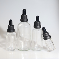 Flacons compte-gouttes transparents pour soins de la peau 5ml 10ml 15ml 20ml 30ml 50ml 100ml – Bouteilles en verre à tête large avec opercule inviolable pour huiles essentielles et cosmétiques