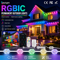 Lumières extérieures permanentes intelligentes RGBIC IP67 avec contrôle IC WS2811, kit d'éclairage de gouttière pour la décoration de maisons résidentielles
