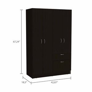 Mueble de Dormitorio Moderno Maltby Negro Wengue de 4 Puertas y 2 Cajones, Puertas Abatibles Independientes, Construcción en MDF - Product Image 5