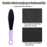 Râpe à pieds professionnelle double face en plastique avec poignée, lime à pieds portable en papier de verre personnalisée pour pédicure, élimination des callosités et peaux mortes, pour une peau lisse
