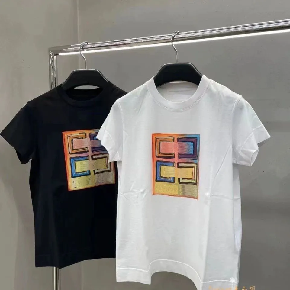 Yeni moda pamuk T-shirt tasarımları kısa kollu tişört mektubu çift B rahat gevşek yuvarlak boyun çift top