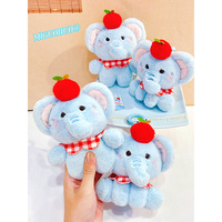 Adorable porte-clés en peluche super doux en forme d'éléphant pomme, accessoire mignon pour couple, pour sac à dos d'étudiant, unisexe
