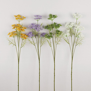 Artificial Lace Flower Purple Green Plastic Foam Wire High Simulation Wedding Home Decor Ornament 5-<b>Head</b> Natural <b>Style</b> - Product Image 4