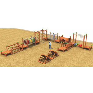 Aire de jeux extérieure en bois sur mesure de haute qualité avec pont à une seule planche, filet d'escalade et autres articles de jeu d'expansion - Product Image 2