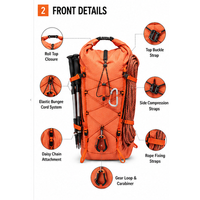 Sac à dos de randonnée imperméable en nylon à fermeture roll-top 15L, léger et respirant, pour cyclistes