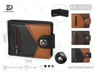 Portafoglio da Uomo in Vera Pelle con Chiusura a Bottone a Pressione, Stile Minimalista a Pannelli - Product Image 1