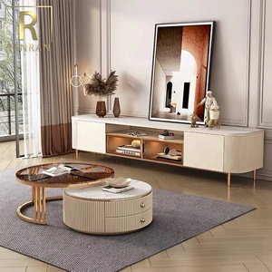 Mesa de centro de cristal con diseño creativo <span class=keywords><strong>casero</strong></span>, mueble redondo doble de alta calidad <span class=keywords><strong>para</strong></span> el hogar, piedra de mármol - Product Image 5