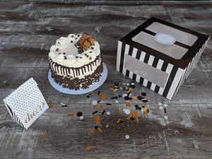 Negro brillante rayas pastel de cartón cajas de pastel con tableros y paneles de la ventana para la boda la venta de pasteles - Product Image 6