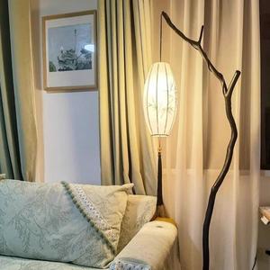 Retro-style branch new <b>Chinese</b>-style floor lamp tea room and study atmosphere lamp fabric <b>lantern</b> fishing floor lamp - Product Image 1