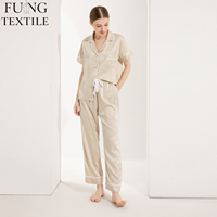 FUNG 6028 Vente en gros de pyjamas noirs pour demoiselles d'honneur, ensembles de pyjamas à manches courtes personnalisables
