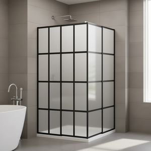 Mampara de Ducha de Vidrio Templado Esmerilado 31.5x76.8 con Marco Negro, Diseño Minimalista, Separador de Baño - Product Image 2