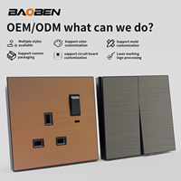 BAOBEN Panneau en acier inoxydable texturé brossé, prises EU Schuko + emplacements pour cartes : haute fréquence, adapté à la rénovation des chambres d'hôtel