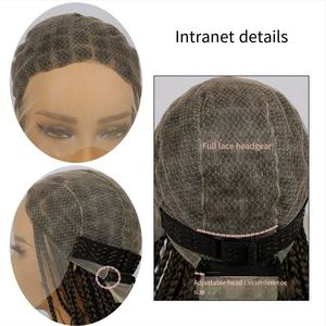 Peluca de trenza triple para mujer, conjunto de <span class=keywords><strong>cabeza</strong></span> trenzada de encaje completo frontal de encaje transparente, rastas de pelo de ganchillo de fibra química, opción colorida - Product Image 4