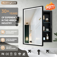 Gabinete de Baño con Espejo LED Empotrado e Iluminado, Antivaho, Montado en la Pared, de Acero Inoxidable, con 3 Estantes Ajustables