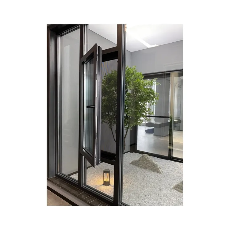 Fashion Decoration Modern Aluminium Casement Window Design with Mesh For Villa (128)