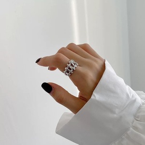 Anillo geométrico de plata de ley S925 para mujer, ajustable, para el dedo índice, joyería de uso diario - Product Image 2