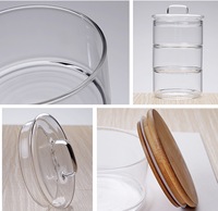 Bocaux de rangement en verre ronds décoratifs à 3 niveaux avec couvercles conteneurs de Snack empilables en verre transparent boîte de rangement