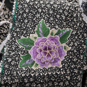 Top Selling <b>Purple</b> Embroidered Patches Rose Flower Patch Sew-On Applique With Green Leaves Handmade Fabric Decoration - Product Image 3