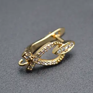 Neues Design Kristalle CZ Perlen gepflastert Vergoldete Ohrring drähte Haken Schmuck Befunde
