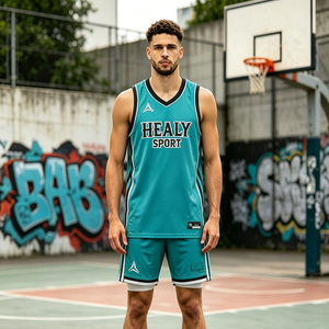 Camiseta de Baloncesto Sublimada con Base Sólida, Franja Lateral Vertical Delgada y Bloques de Color, Estilo Retro Americano - Product Image 4