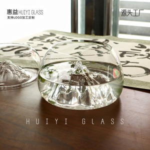 Huiyi Glass <b>Mini</b> Iceberg <b>Fish</b> <b>Tank</b> Round Thickened Glass Ecological Ornament For Office Home Aquarium - Product Image 2