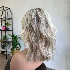 Capelli umani europei in stile estivo evidenziano biondo platino con radici di livello 7 parrucca anteriore in pizzo HD invisibile per la perdita di capelli delle donne - Product Image 4