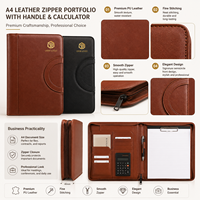 Porte-documents A4 en cuir, directement de l'usine, avec poignée intégrée et logo doré, en stock pour cadres, réunions, cadeau de bureau