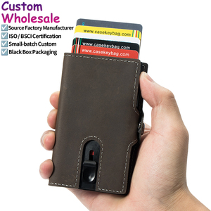 <b>RFID</b> Safe Real Cow Leather Pop Out Card Holder Billeteras De Cuero Para Hombre Minimalist Slim Automatic Smart <b>Wallet</b> <b>for</b> <b>Men</b> - Product Image 1