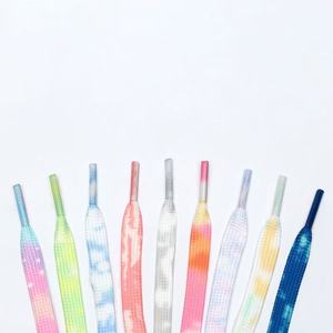 Lacets plats créatifs RY X05 Tie Dye 8MM en polyester, dégradé coloré, de remplacement pour AF1 et baskets des <span class=keywords><strong>années</strong></span> <span class=keywords><strong>70</strong></span>, vente en gros - Product Image 2