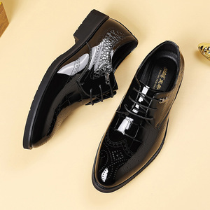 Zapatos Oxford de charol para hombre con punta en pico, con cordones, transpirables, para boda, para todas las estaciones, color negro - Product Image 3