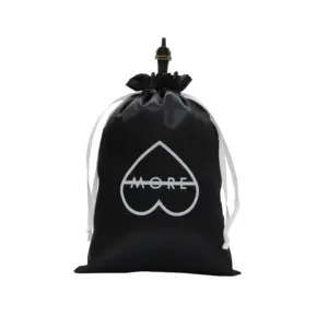 Роскошная Черная атласная сумка на шнурке с принтом логотипа, удлинитель волос, парик, одежда, сумочка, упаковка для обуви, пылесборник, сумка для покупок